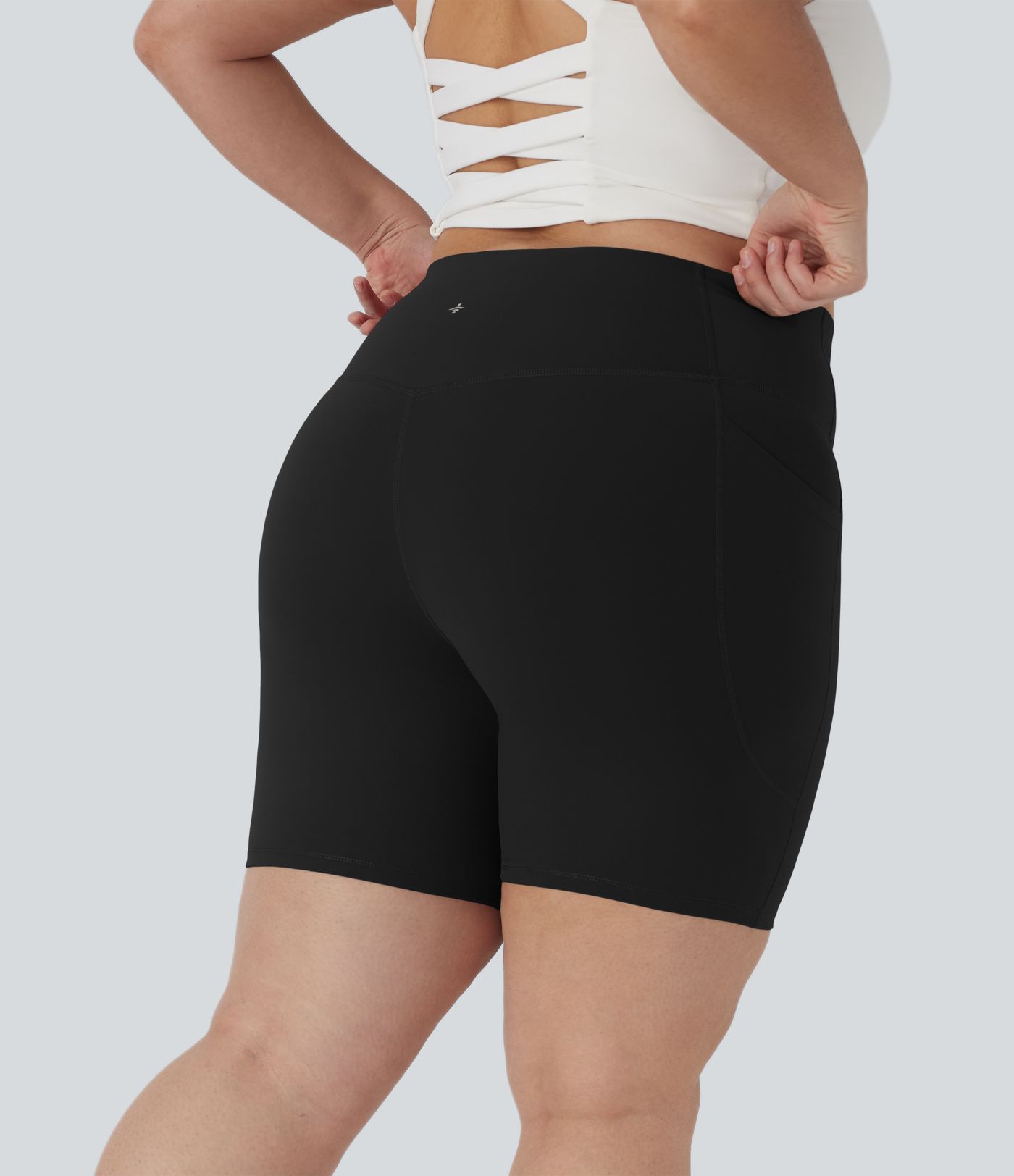 Halara UltraSculpt™ High Waisted Tummy Control Shaping Training Plus Size Biker Shorts 7'' with Pocket