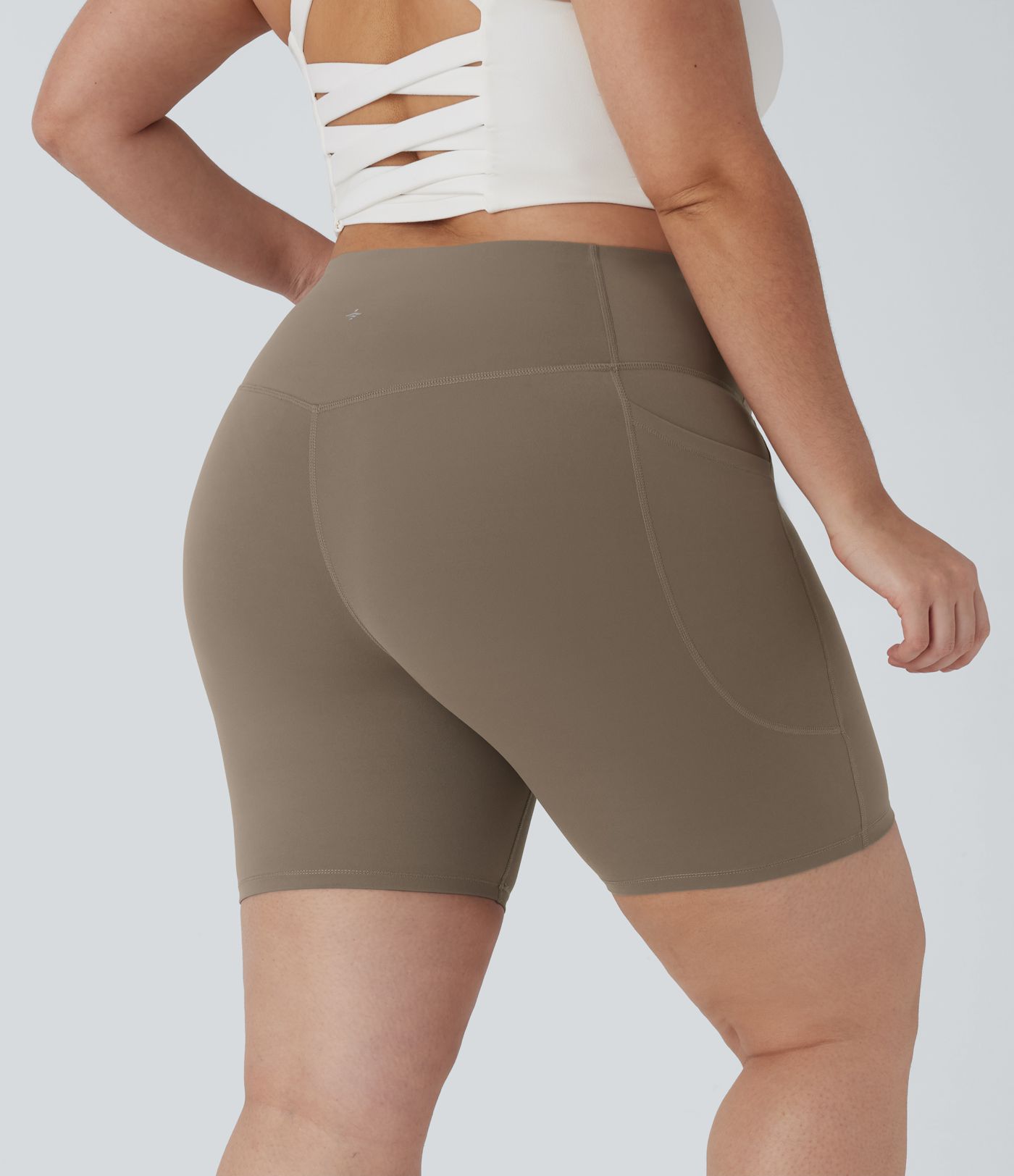 Halara UltraSculpt™ High Waisted Tummy Control Shaping Training Plus Size Biker Shorts 7'' with Pocket