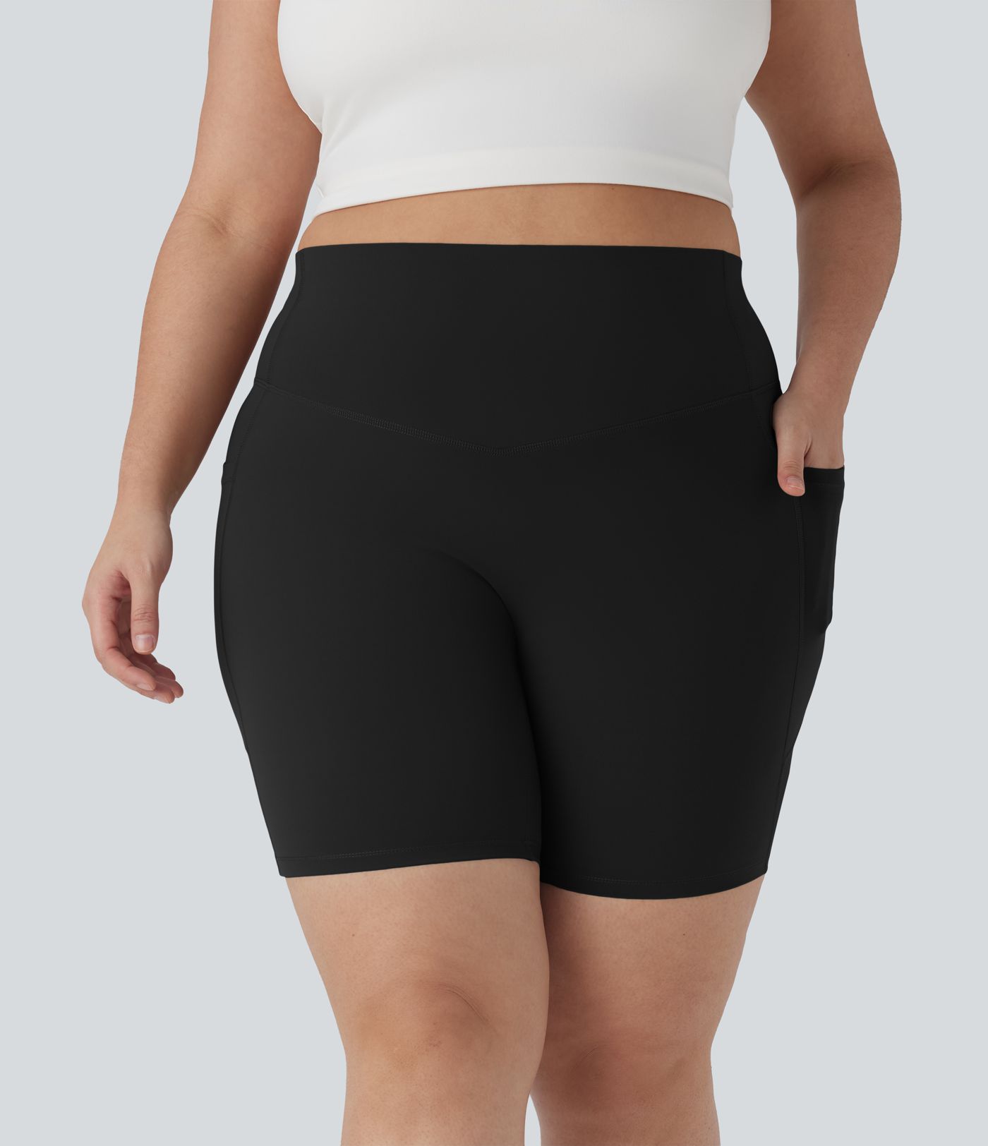 Halara UltraSculpt™ High Waisted Tummy Control Shaping Training Plus Size Biker Shorts 7'' with Pocket