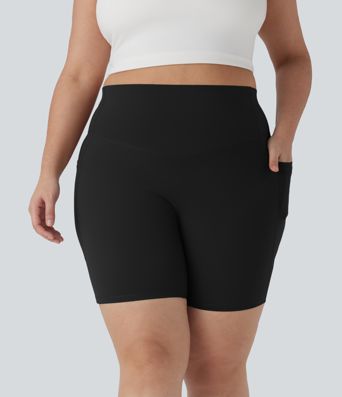 Halara UltraSculpt™ High Waisted Tummy Control Shaping Training Plus Size Biker Shorts 7'' with Pocket