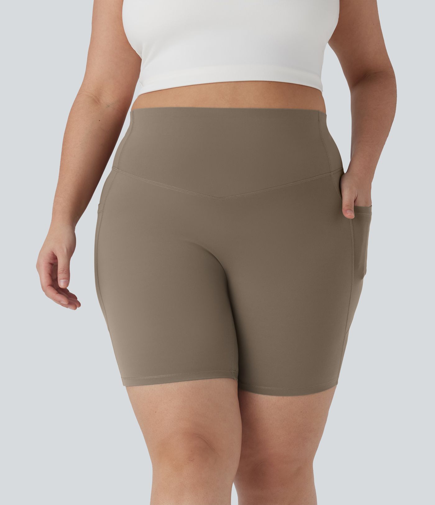 Halara UltraSculpt™ High Waisted Tummy Control Shaping Training Plus Size Biker Shorts 7'' with Pocket