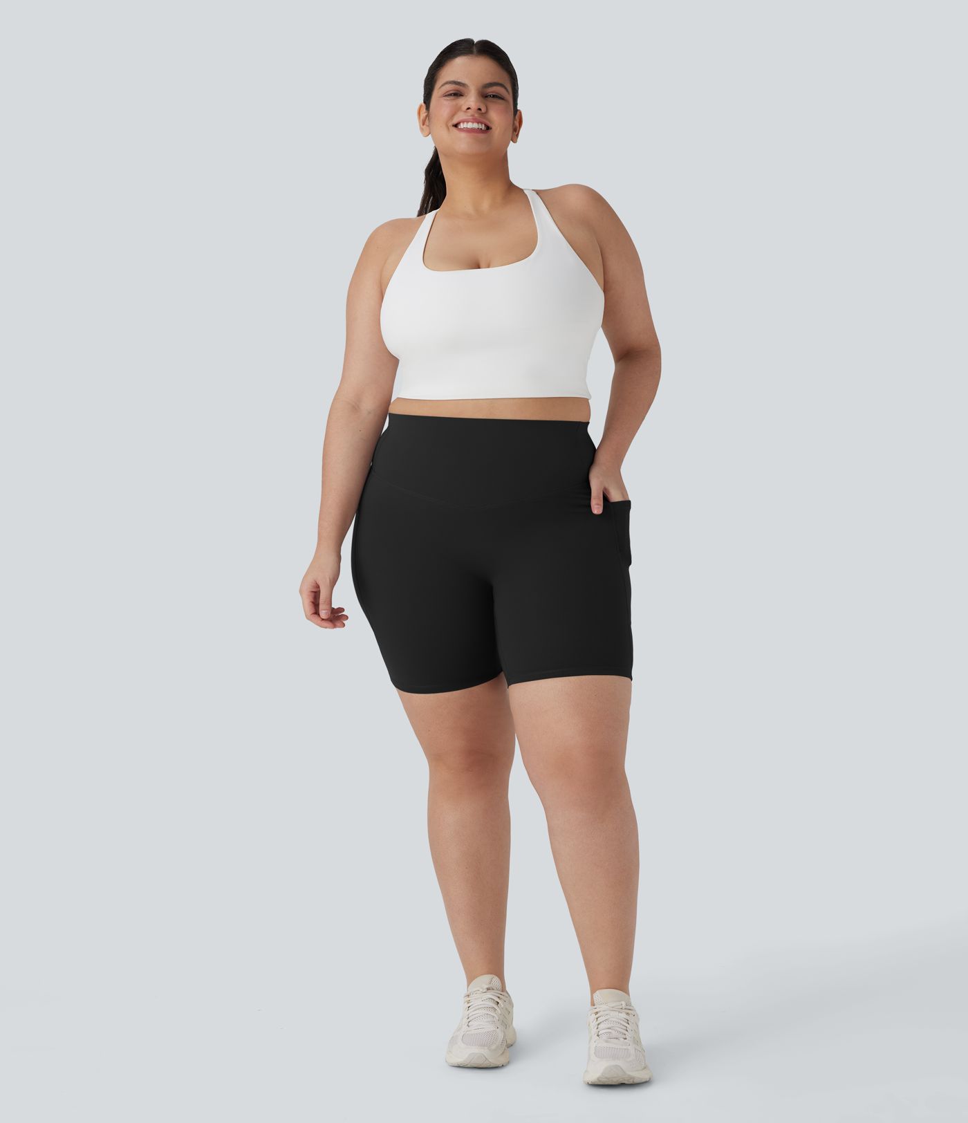 Halara UltraSculpt™ High Waisted Tummy Control Shaping Training Plus Size Biker Shorts 7'' with Pocket