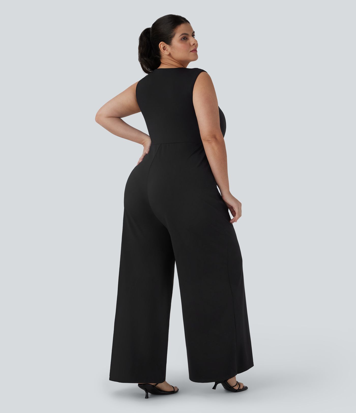 Plus Size Square Neck Sleeveless Jumpsuit
