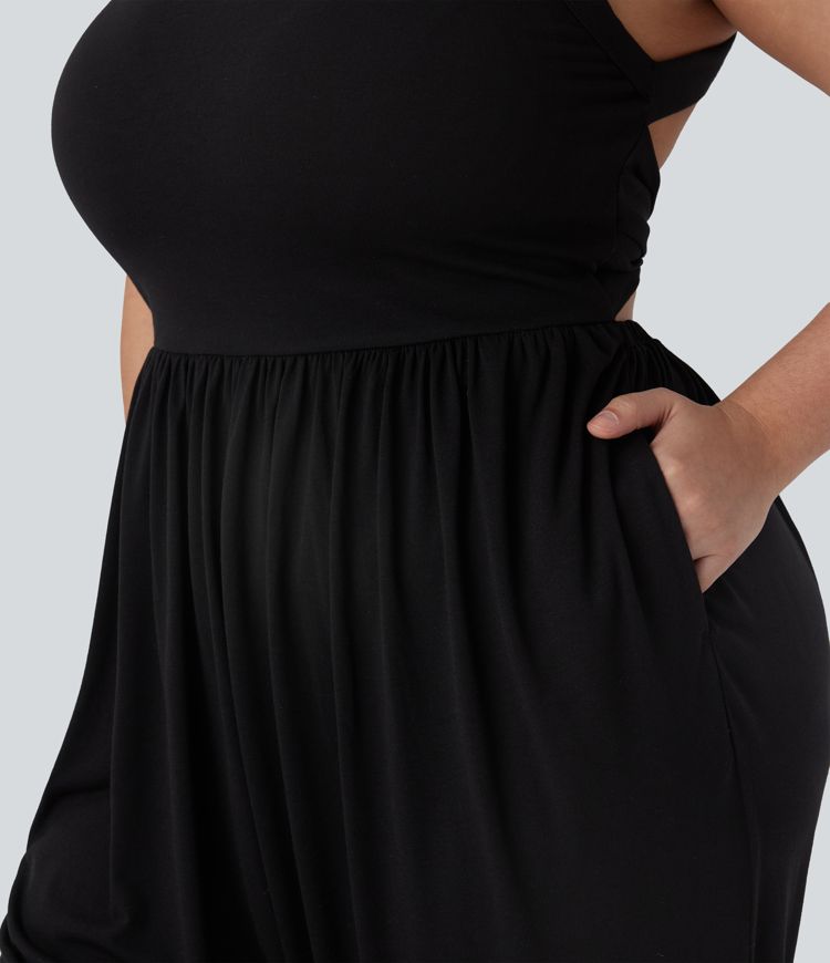 Harem Casual Plus Size Jumpsuit with Pocket-Easy Peezy Edition