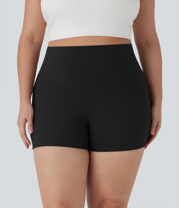 Plus Size Halara UltraSculpt™ SoCinched High Waisted Tummy Control Training Biker Shorts 3'' with Side Pockets