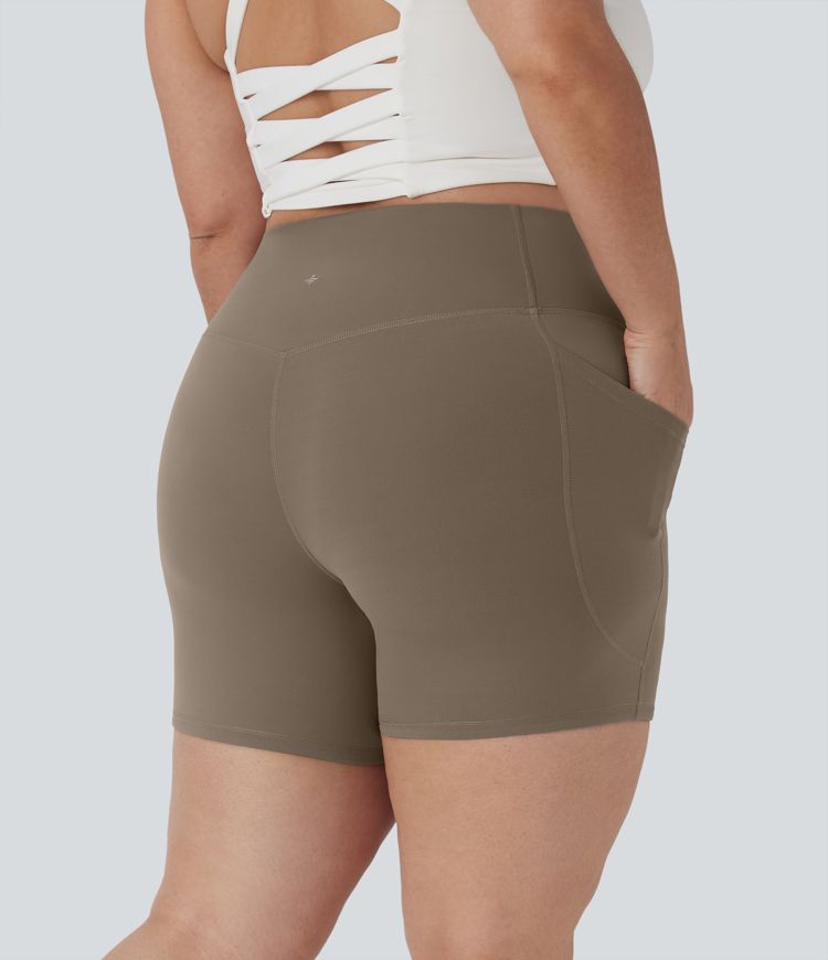 Plus Size Halara UltraSculpt™ SoCinched High Waisted Tummy Control Shaping Training Biker Shorts 5'' with Side Pockets