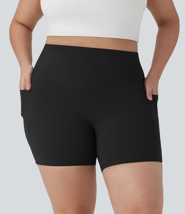 Plus Size Halara UltraSculpt™ SoCinched High Waisted Tummy Control Shaping Training Biker Shorts 5'' with Side Pockets