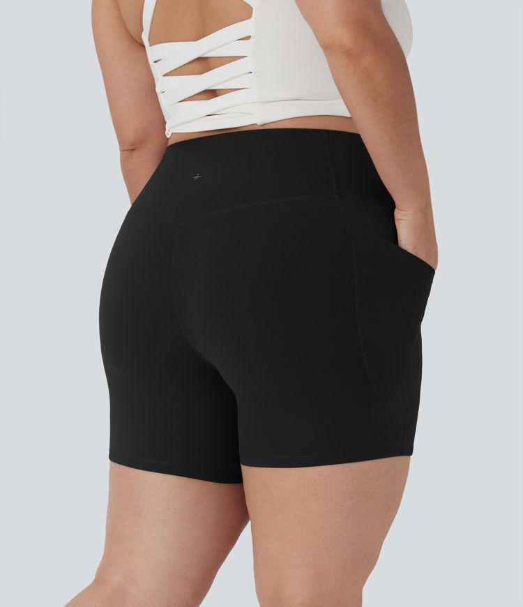 Plus Size Halara UltraSculpt™ SoCinched High Waisted Tummy Control Shaping Training Biker Shorts 5'' with Side Pockets