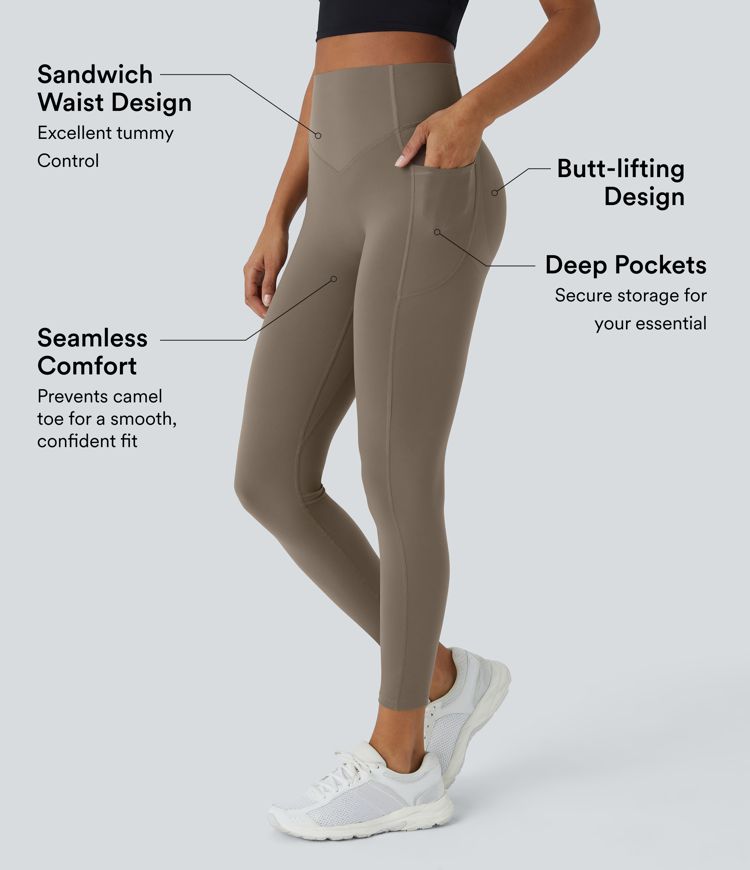 Halara UltraSculpt™ SoCinched High Waisted Scrunch Butt Lifting Tummy Control Shaping Training Leggings with Pockets