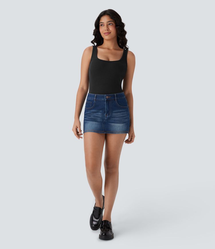 Ribbed U Neck Adjustable Leg Straps Casual Bodysuit-Easy Peezy