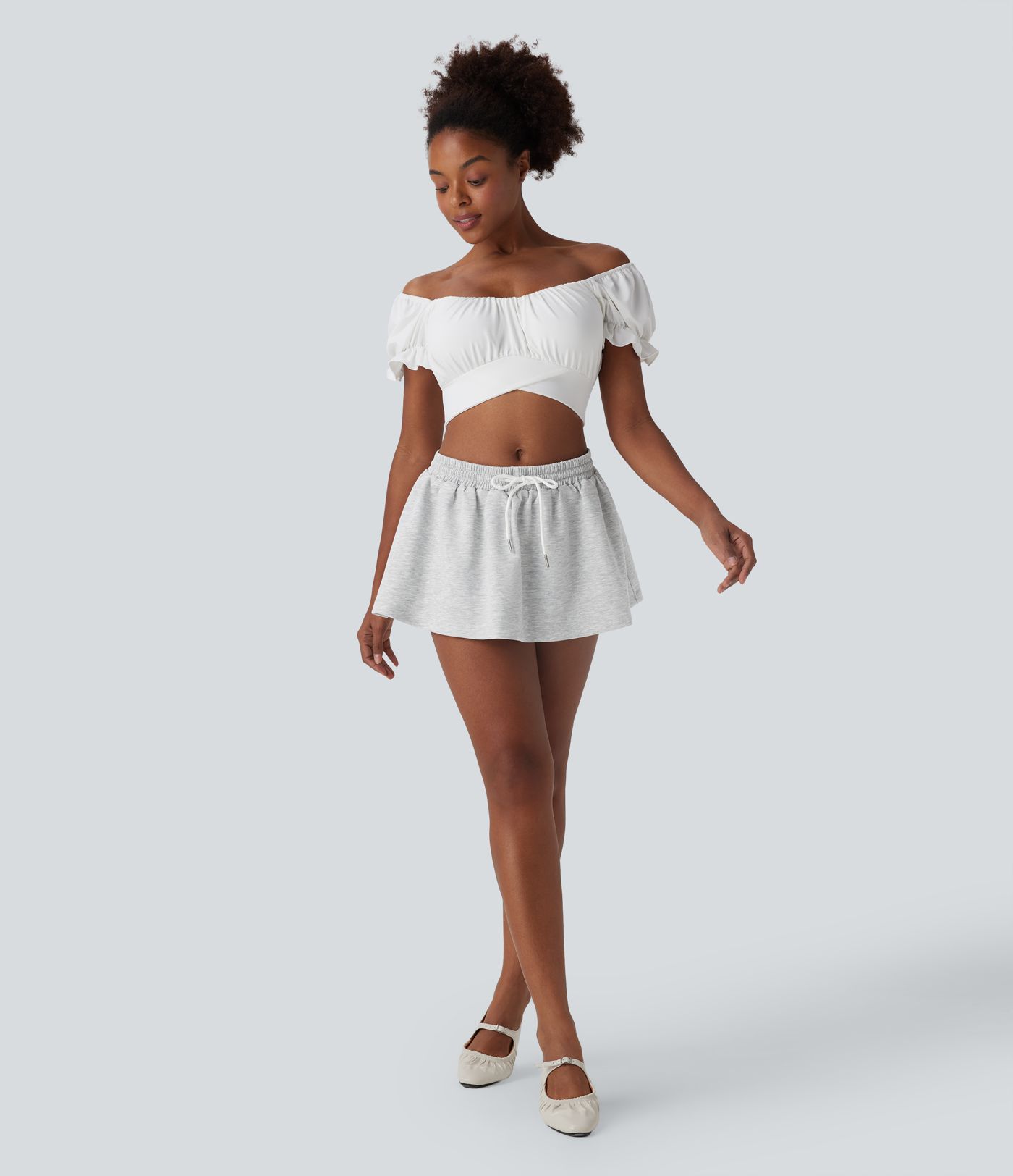 Low Rise Drawstring 2-in-1 A-line Mini Casual Skirt