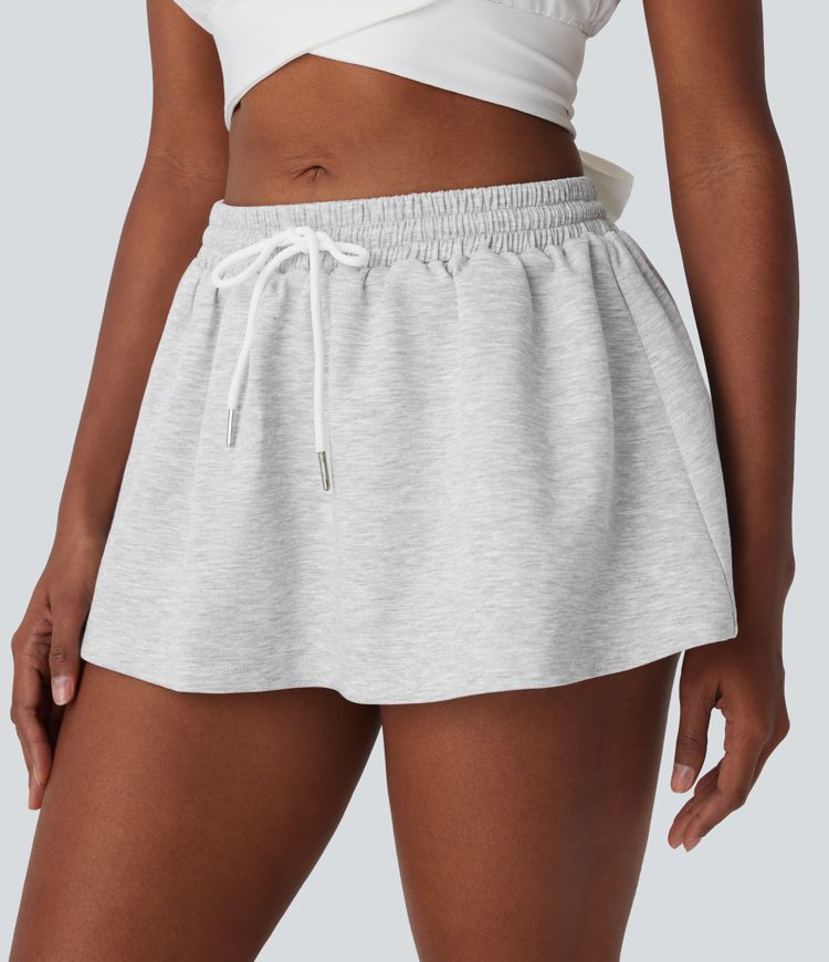 Low Rise Drawstring 2-in-1 A-line Mini Casual Skirt
