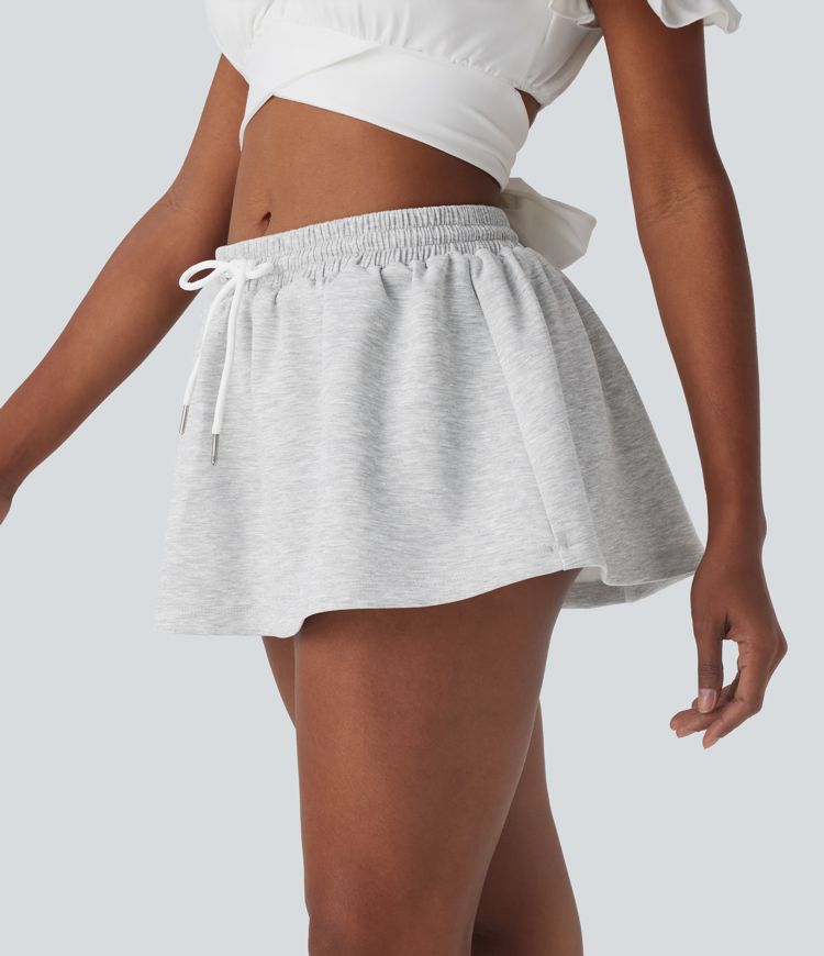 Low Rise Drawstring 2-in-1 A-line Mini Casual Skirt