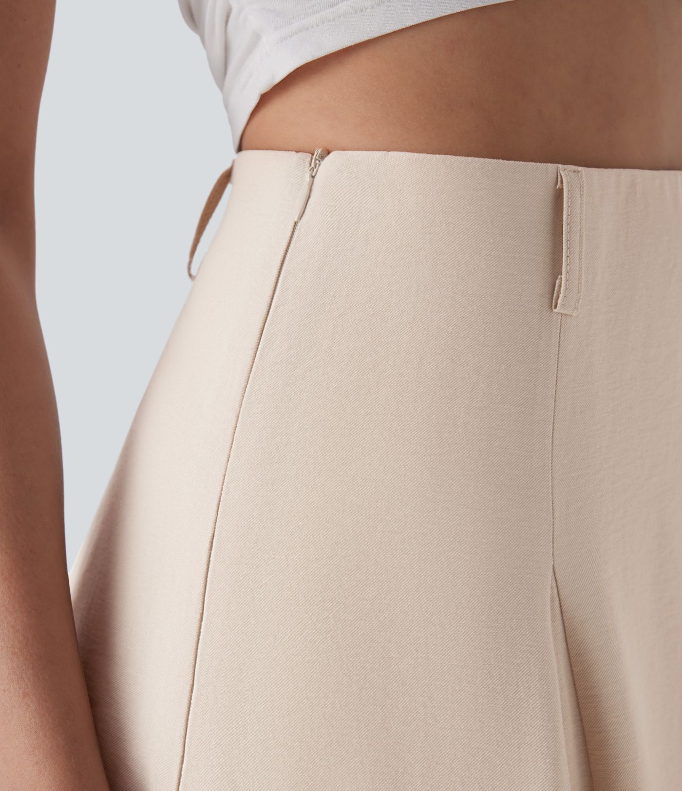 High Waisted Maxi Casual Linen-Feel Flare Skirt