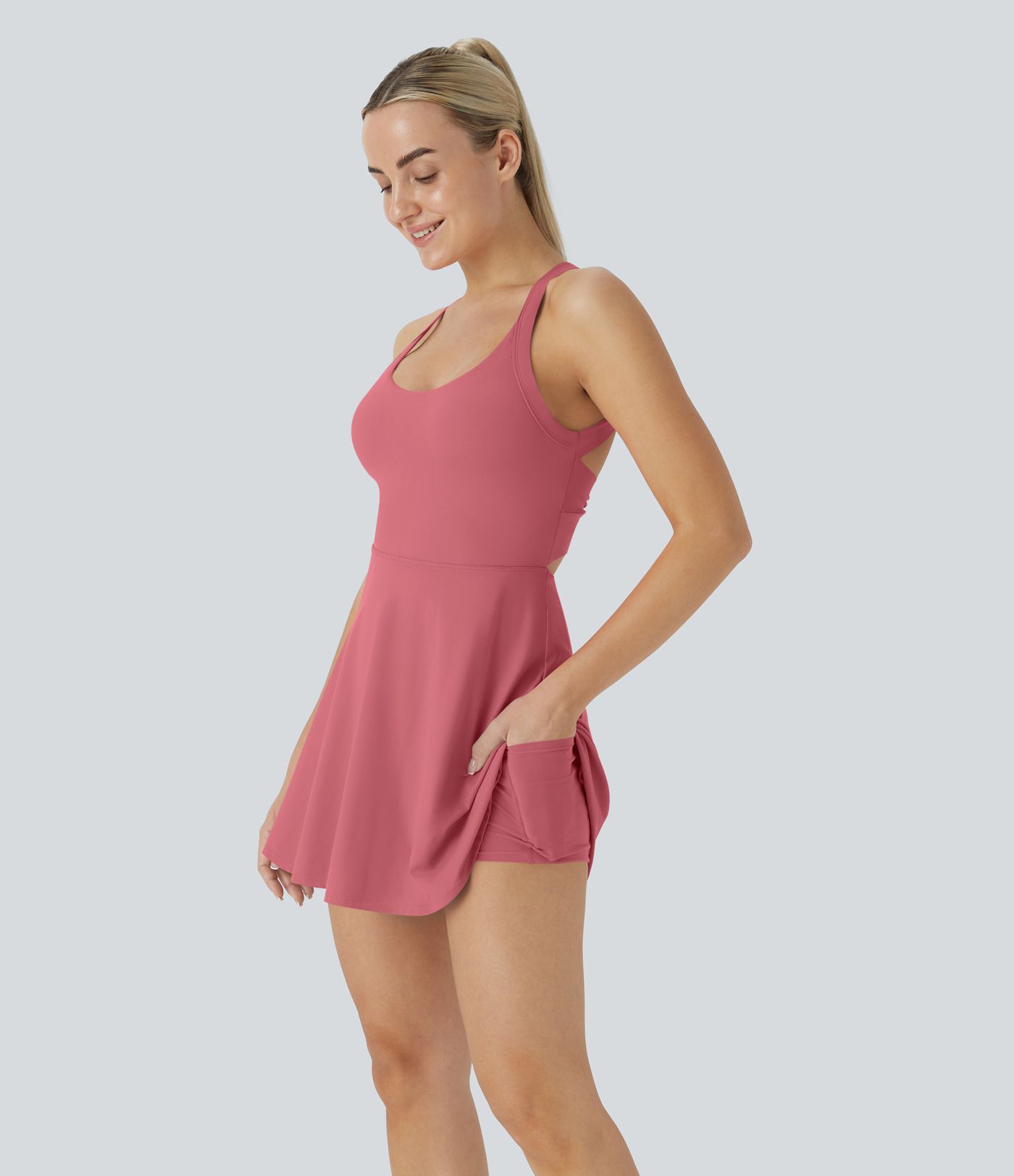 SoftlyZero™ Airy Cool Touch Dance Women Halter Mini Active Dress-Easy Peezy Edition