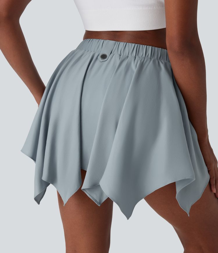 2-in-1 Freizeit-Minirock mit mittelhohem Bund, Seitentaschen, Gürtel und geschlitztem Saum