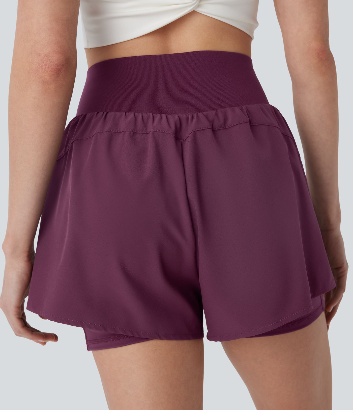 Breezeful™ High Waisted Split 2-in-1 Quick Dry Workout Shorts with Pockets