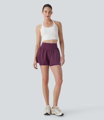 Shorts de entrenamiento Breezeful™ 2 en 1 de tiro alto con secado rápido y bolsillos Shorts de entrenamiento Breezeful™ 2 en 1 de tiro alto con secado rápido y bolsillos
