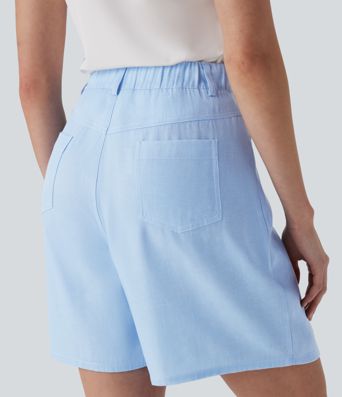 High Waisted Casual Bermuda Shorts with Pockets