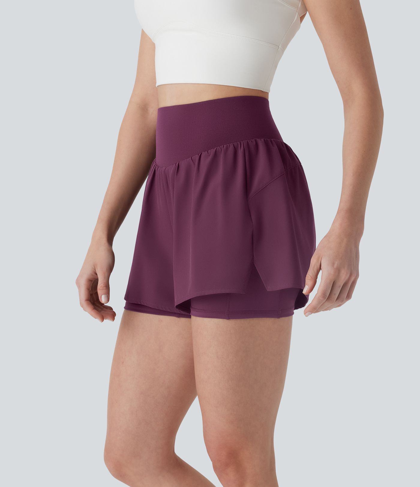 Breezeful™ High Waisted Split 2-in-1 Quick Dry Workout Shorts with Pockets