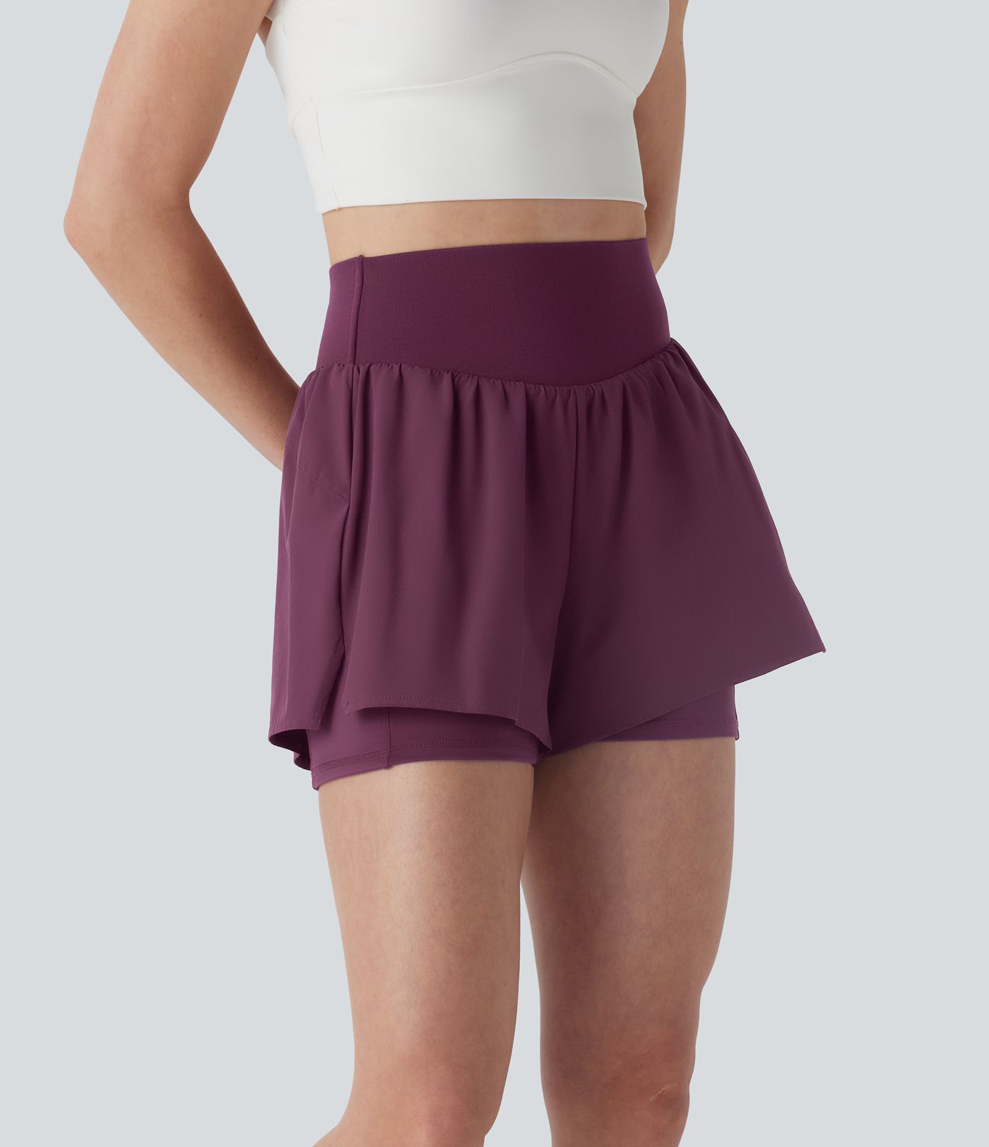 Breezeful™ High Waisted Split 2-in-1 Quick Dry Workout Shorts with Pockets