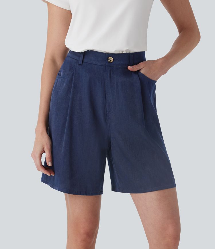 Short bermuda décontracté taille haute avec poches