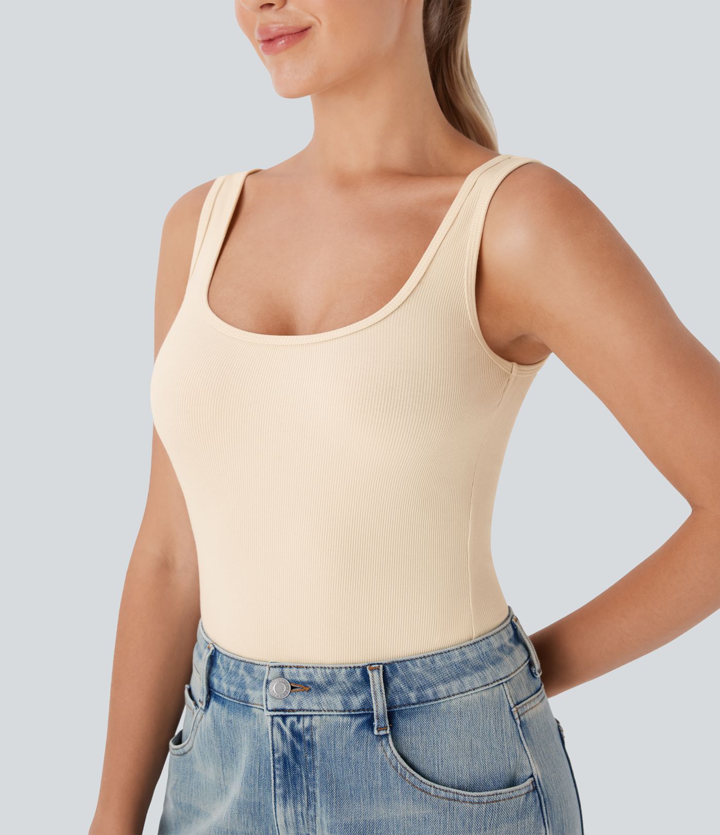 Body casual acanalado con cuello en U y tirantes ajustables en las piernas - Easy Peezy