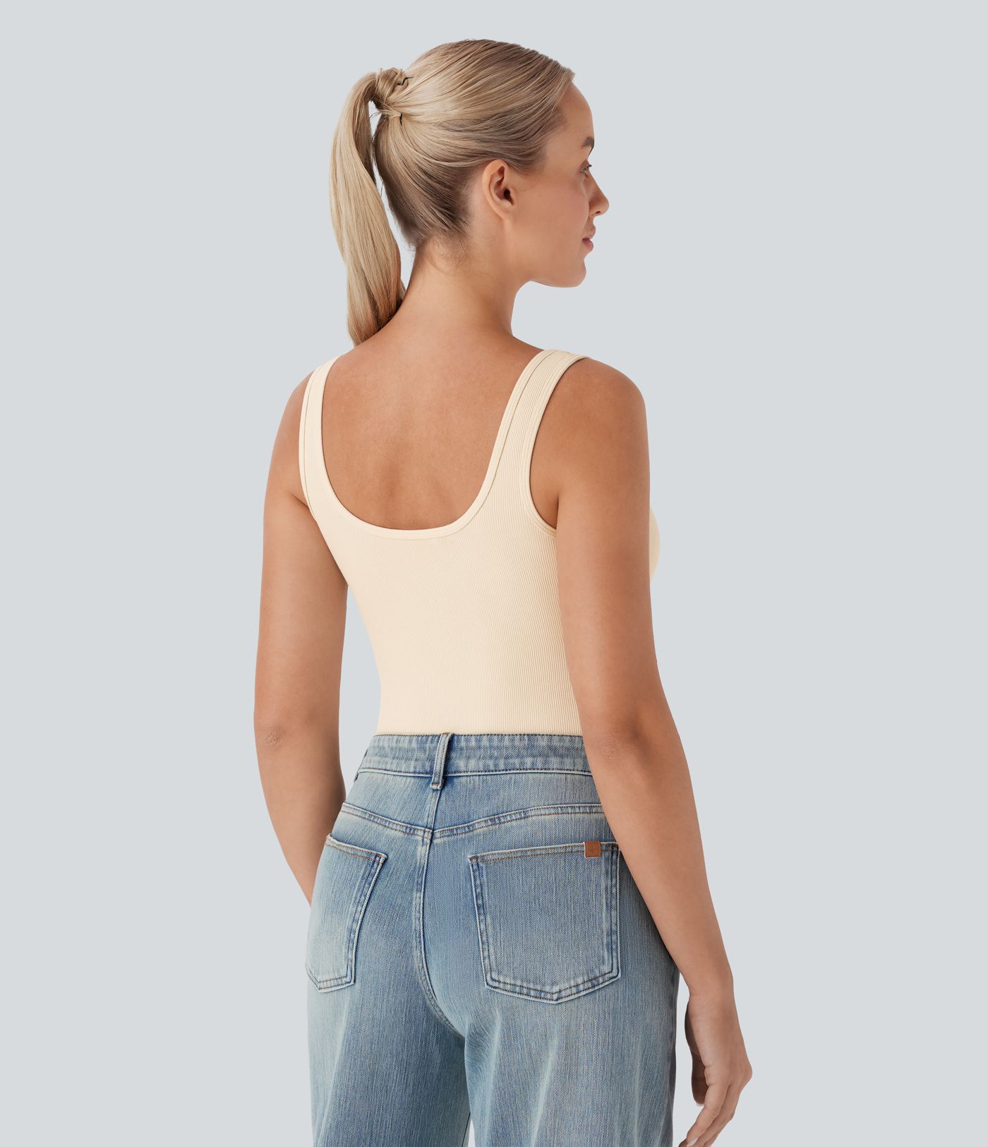 Body casual acanalado con cuello en U y tirantes ajustables en las piernas - Easy Peezy