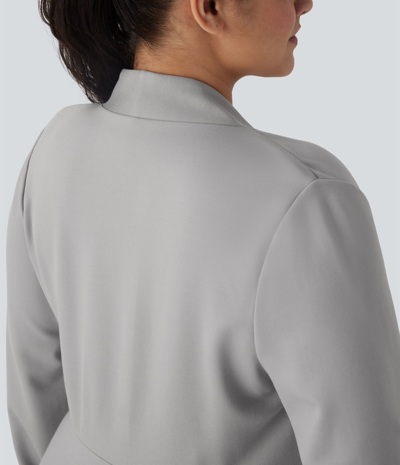 Plus Size V Neck Long Sleeve Single Button Front Work Peplum Jacket