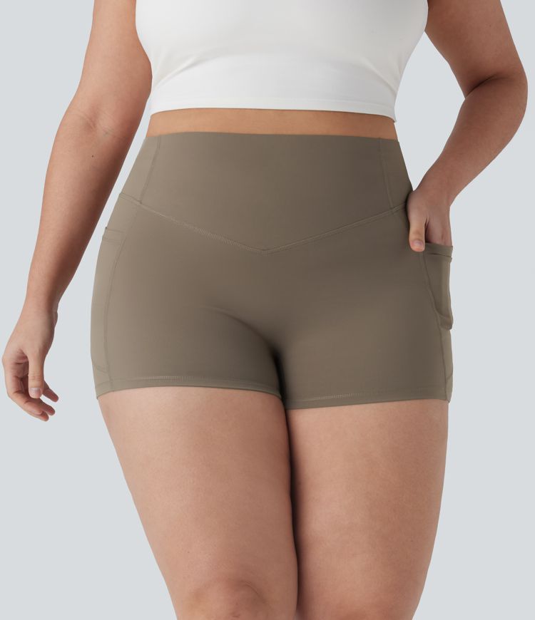 Plus Size Halara UltraSculpt™ SoCinched High Waisted Scrunch Butt Lifting Tummy Control Workout Biker Shorts 3'' with Pockets