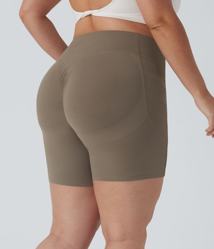 Halara UltraSculpt™ - Formende Workout-Shorts mit hohem Bund, Seitentaschen, Booty-Scrunch und Bauchkontrolle - Plus-Size, 17,8 cm
