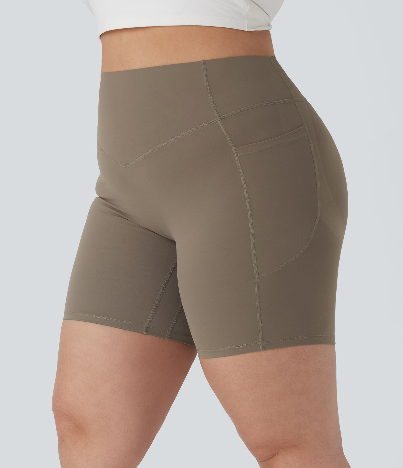 Plus Size Halara UltraSculpt™ High Waisted Scrunch Butt Lifting Tummy Control Shaping Training Biker Shorts 7'' with Pockets