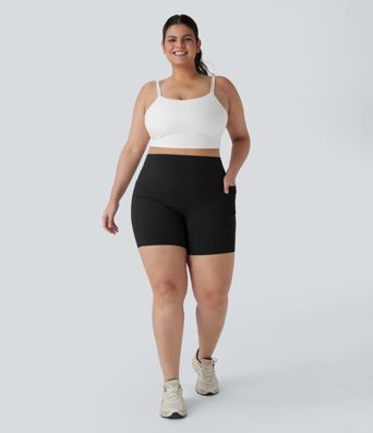 Plus Size Halara UltraSculpt™ High Waisted Scrunch Butt Lifting Tummy Control Shaping Training Biker Shorts 7'' with Pockets