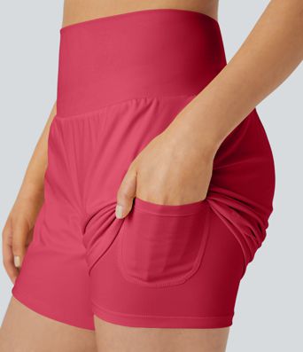 SoftlyZero™ Airy Super High Waisted 2-in-1  Cool Touch Yoga Shorts 5'' with Pockets-Longer Length