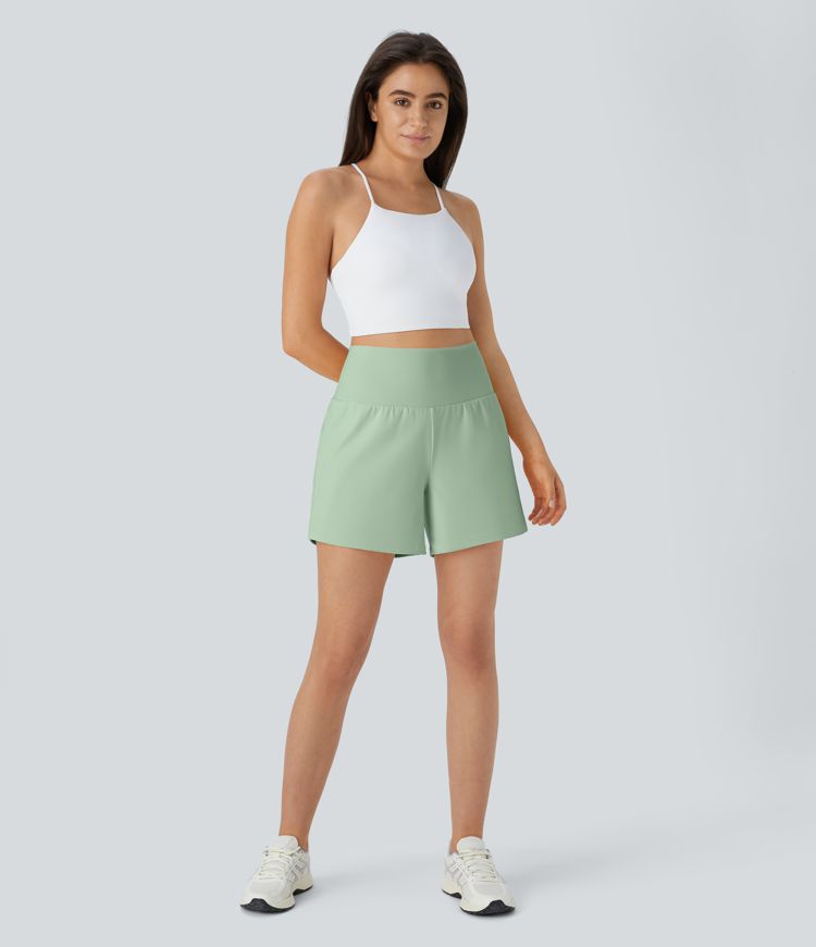 SoftlyZero™ Airy Super High Waisted 2-in-1  Cool Touch Yoga Shorts 5'' with Pockets-Longer Length