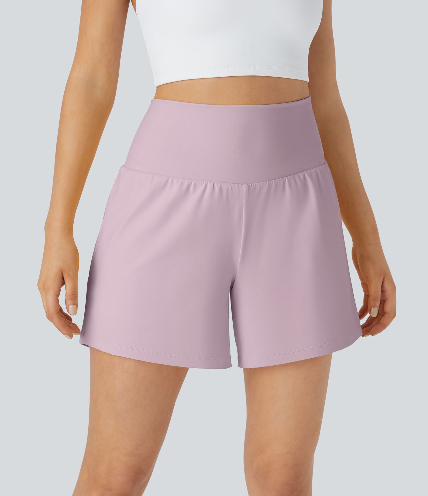 슈퍼 하이 웨이스트 백 포켓 사이드 히든 포켓 2-in-1 요가 반바지