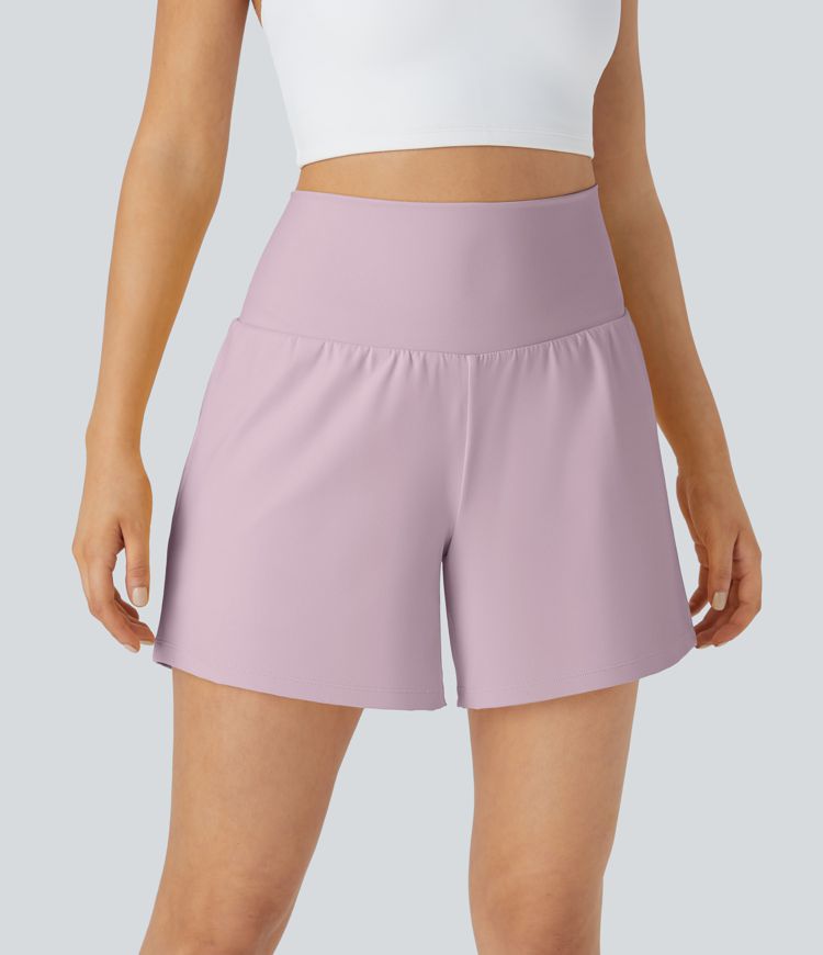 슈퍼 하이 웨이스트 백 포켓 사이드 히든 포켓 2-in-1 요가 반바지