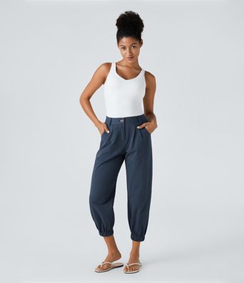 Joggings décontractés à taille mi-haute avec poches