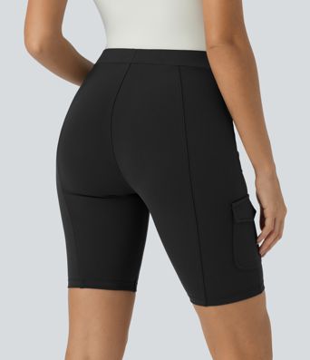 Højtaljede arbejds-bikershorts med lommer 8''