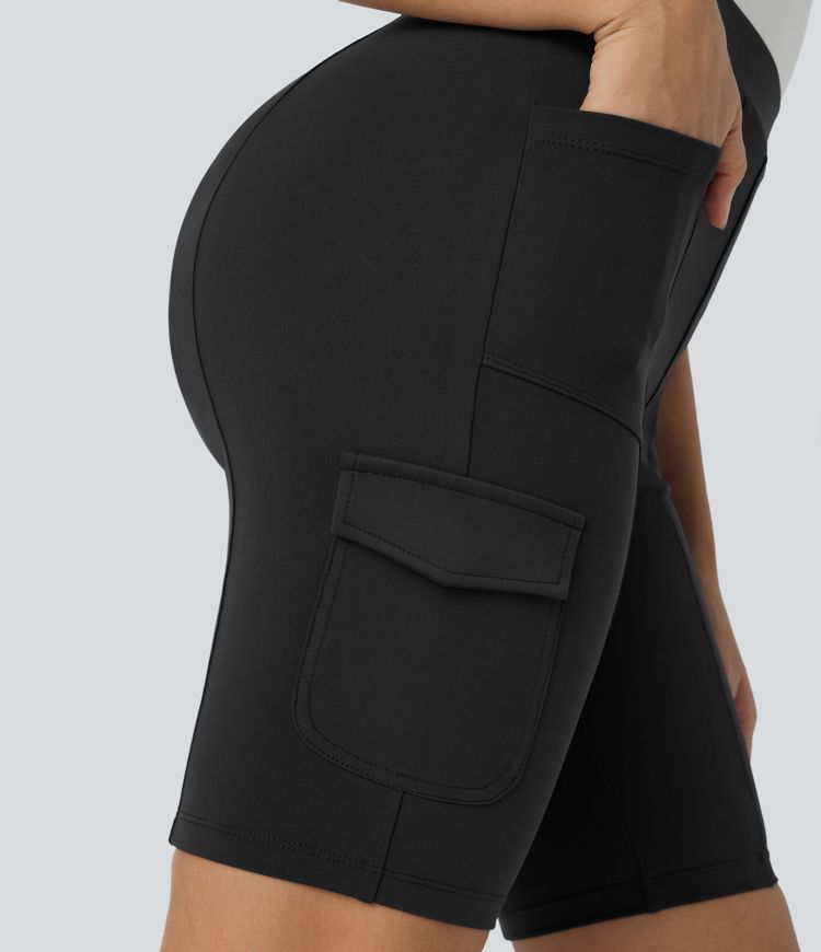 Højtaljede arbejds-bikershorts med lommer 8''