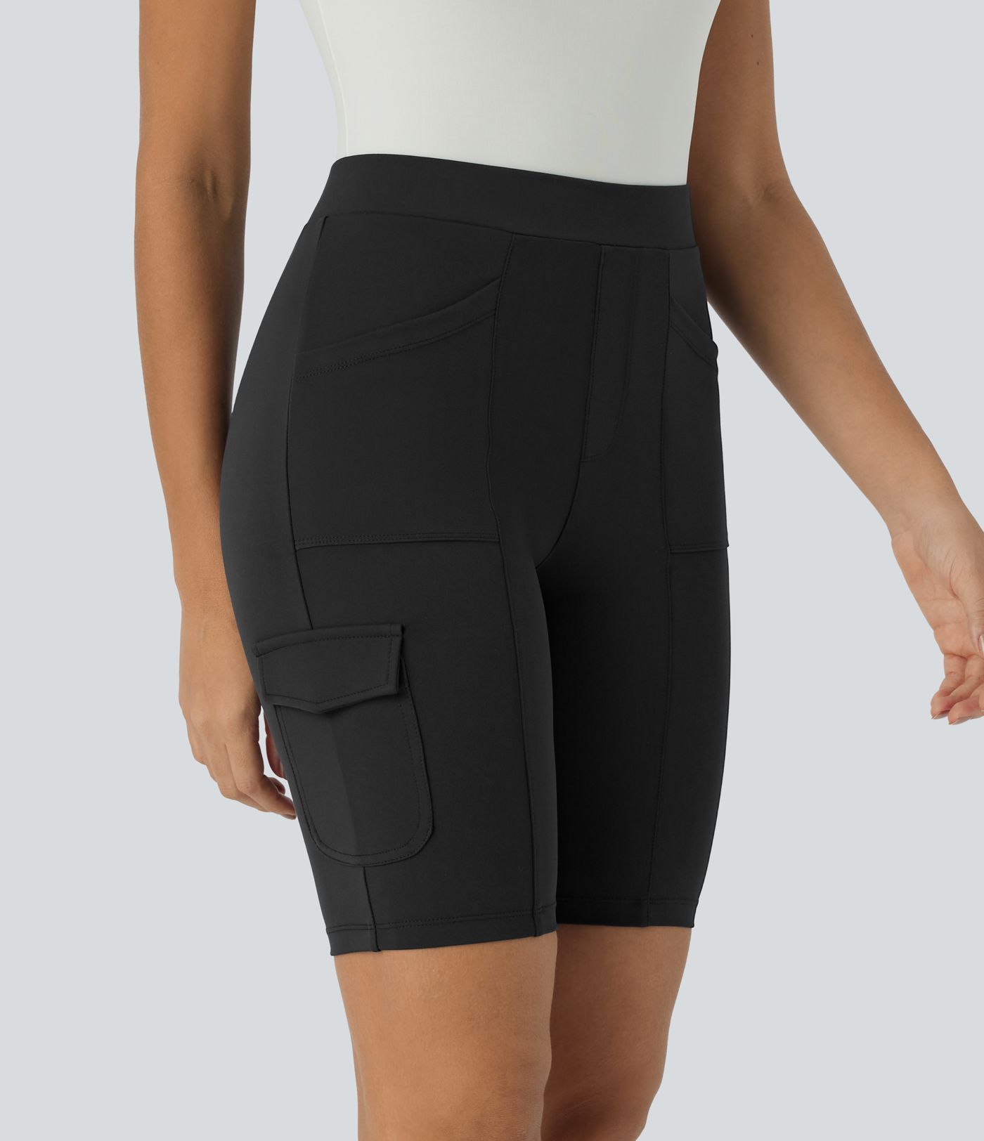 Højtaljede arbejds-bikershorts med lommer 8''