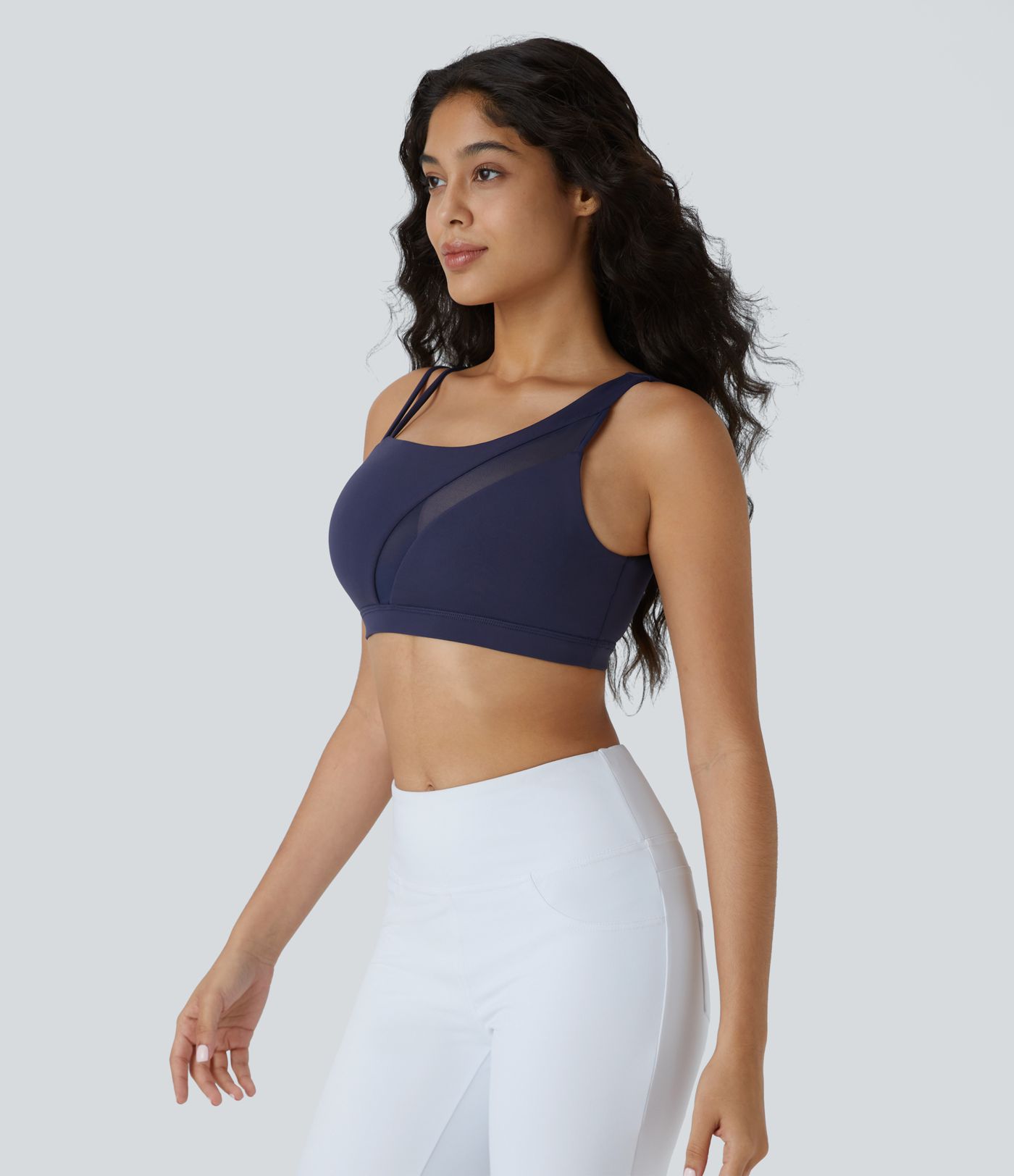 Softlyzero™ Low Support Asymmetrical Strap Mesh Backless Yoga Sports Bra