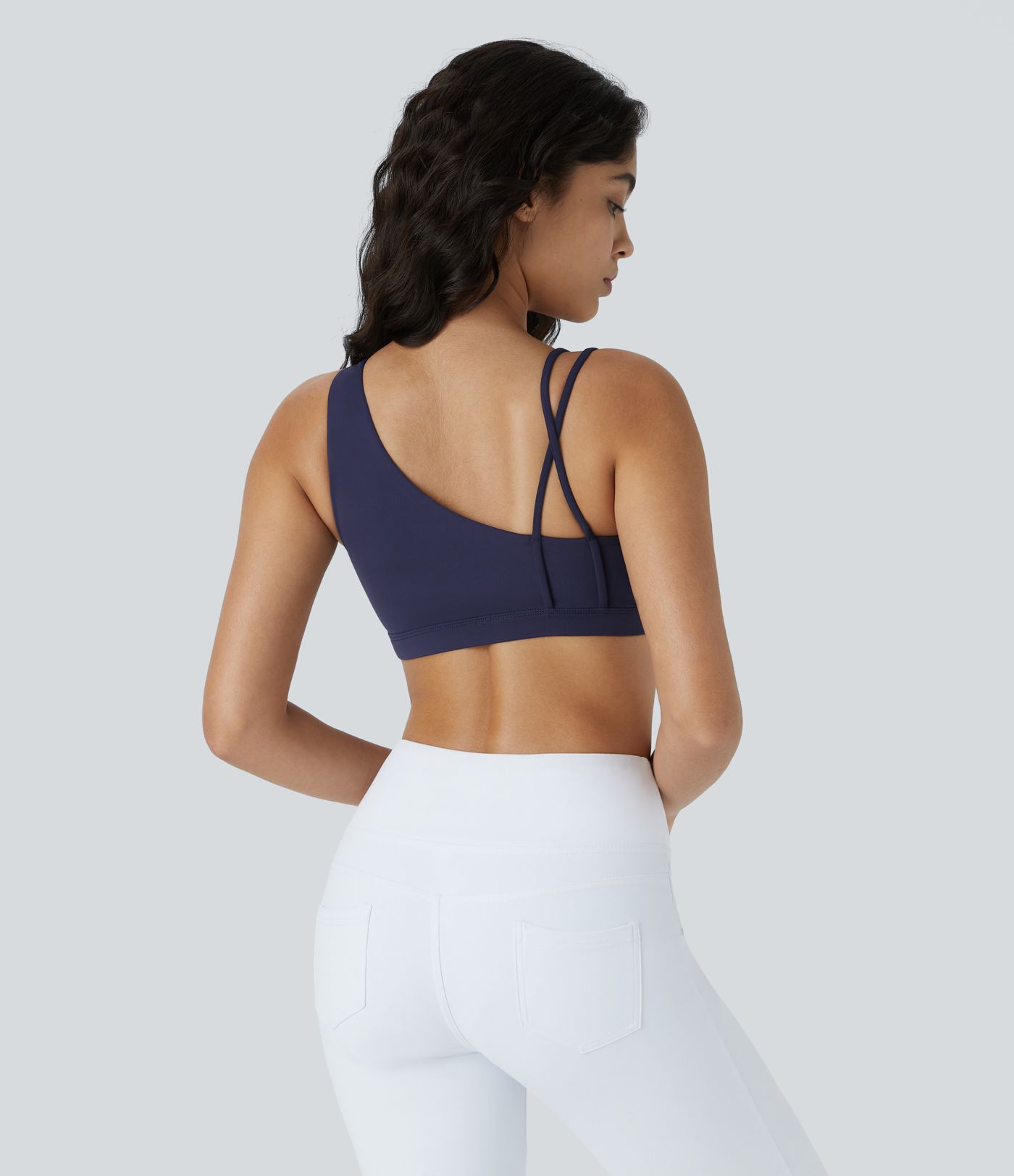 Softlyzero™ Low Support Asymmetrical Strap Mesh Backless Yoga Sports Bra