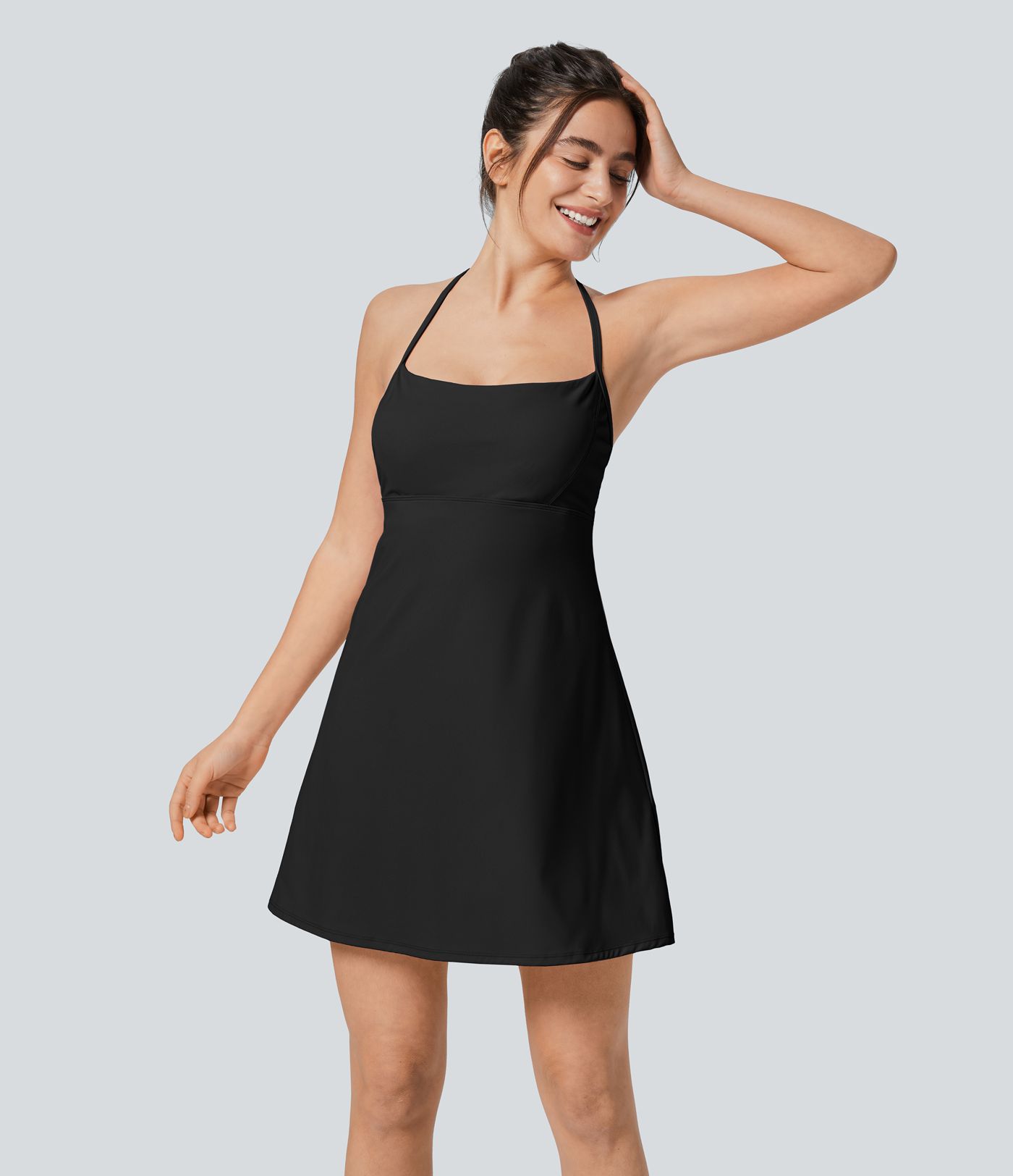 Softlyzero™ Airy Halter Backless 2-in-1 Pocket Mini Slip Cool Touch Active Dress-Easy Peezy Edition-UPF50+