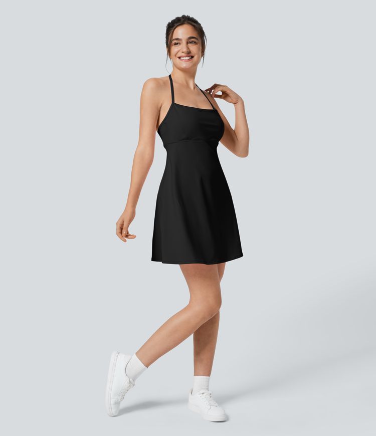 Softlyzero™ Airy Halter Backless 2-in-1 Pocket Mini Slip Cool Touch Active Dress-Easy Peezy Edition-UPF50+
