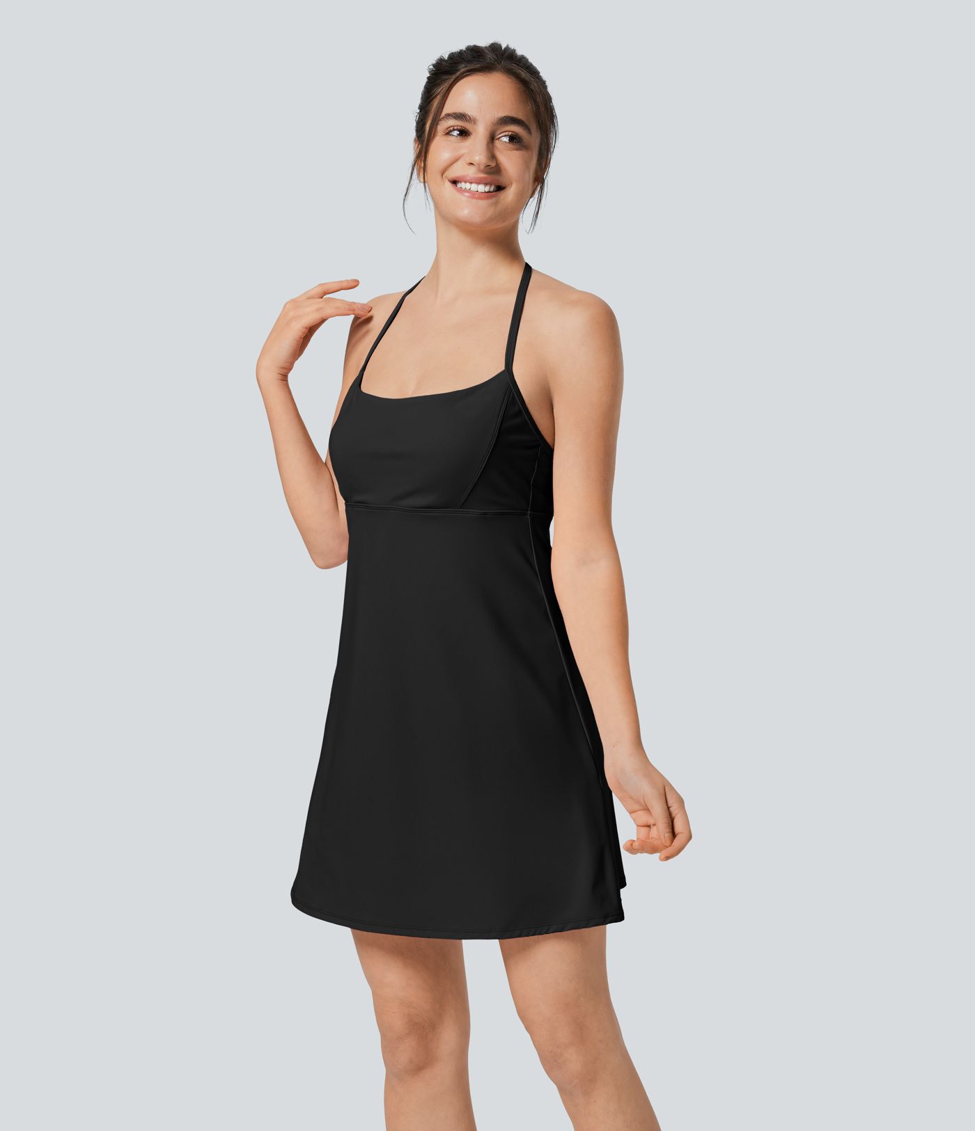 Softlyzero™ Airy Halter Backless 2-in-1 Pocket Mini Slip Cool Touch Active Dress-Easy Peezy Edition-UPF50+
