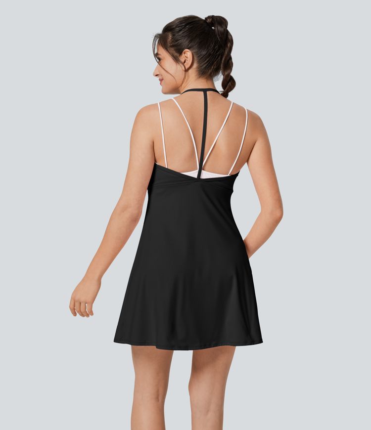 Softlyzero™ Airy Halter Backless 2-in-1 Pocket Mini Slip Cool Touch Active Dress-Easy Peezy Edition-UPF50+