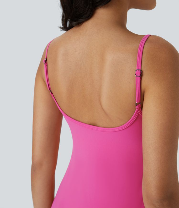 Softlyzero™ Airy Adjustable Strap Backless 2-in-1 Pocket Flare Mini Slip  Active Dress-Easy Peezy Edition