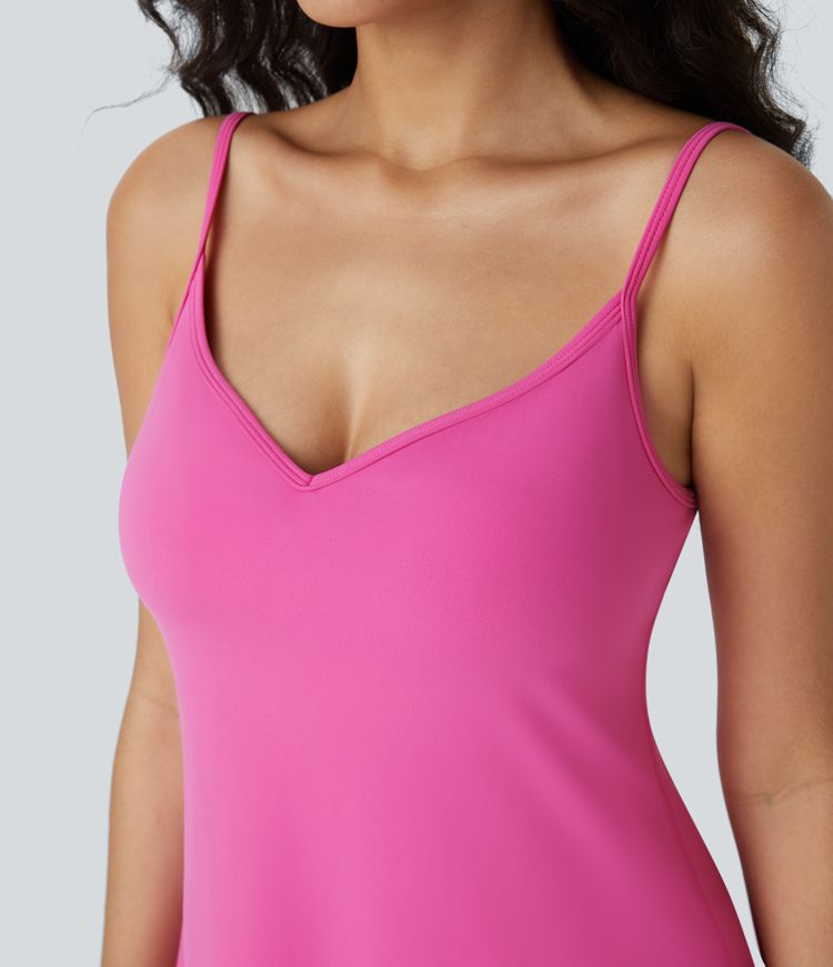 Softlyzero™ Airy Adjustable Strap Backless 2-in-1 Pocket Flare Mini Slip  Active Dress-Easy Peezy Edition