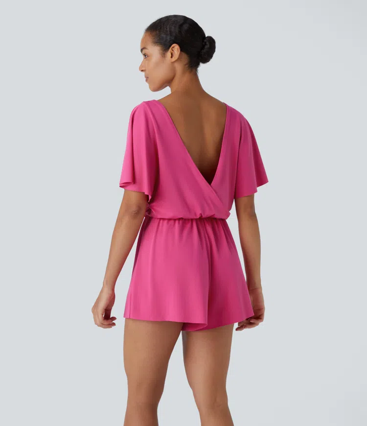 Baclis Ruffle Short Sleeve Dance Romper